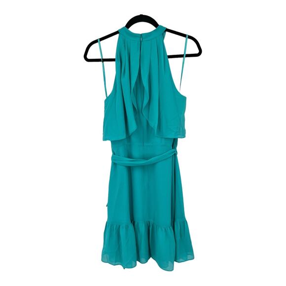 Eliza J Dress Tiered popover halter teal size 8 - Picture 7 of 10